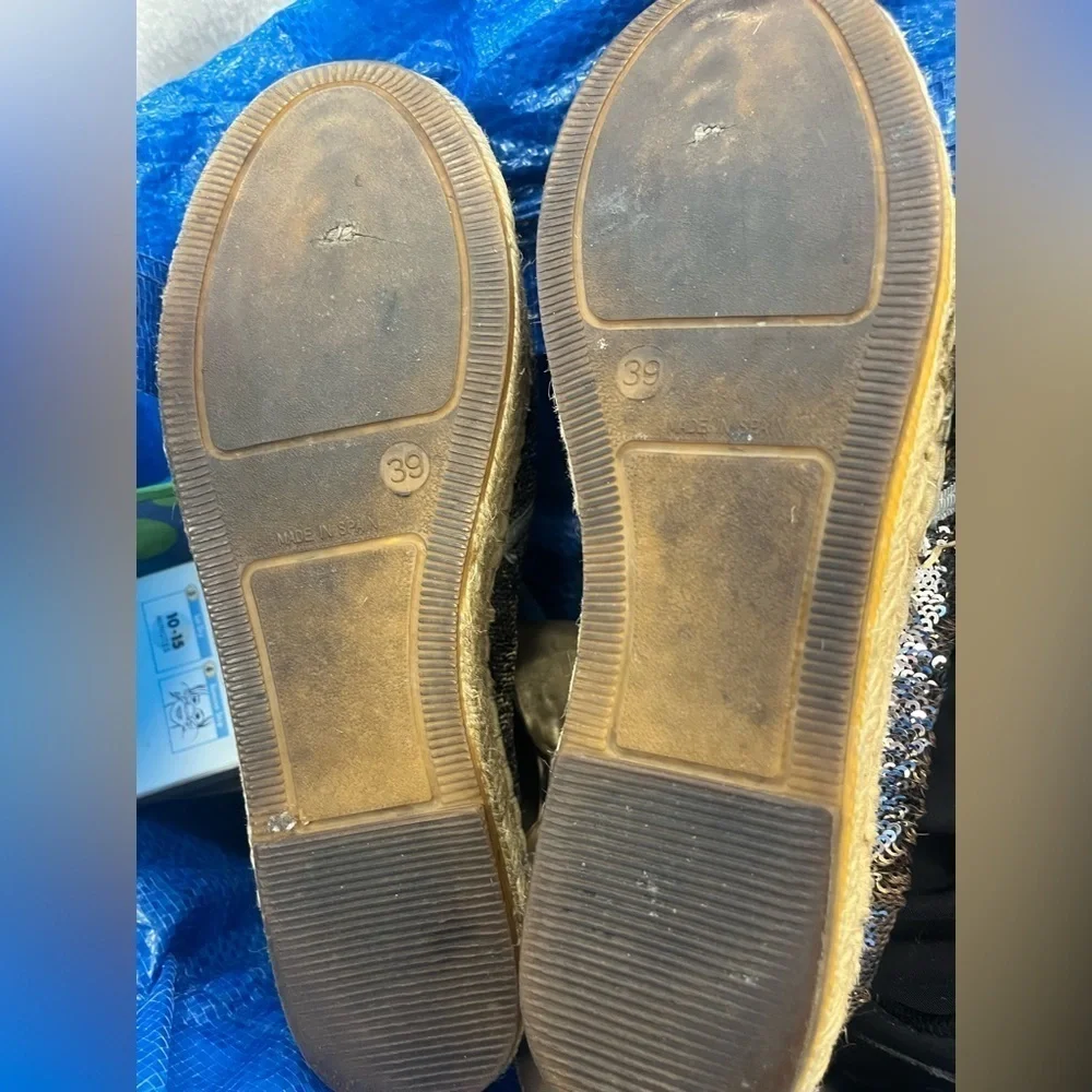 Vidorreta glitter gold silver espadrille size 39 made in Spain US 9